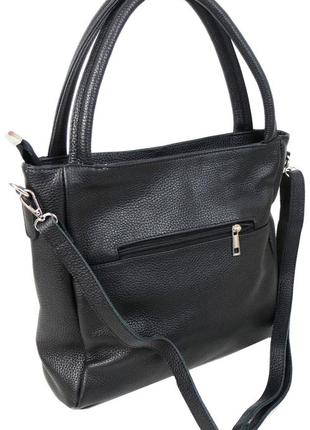 Женская кожаная сумка на двух ручках borsacomoda черная5 фото