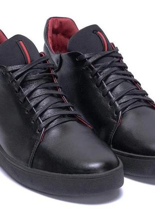Зимові шкіряні ботинки  black red premium quality