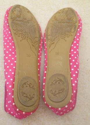 Балетки plato р.38 тапочки рожеві горошок туфлі жіночі сатинові4 фото