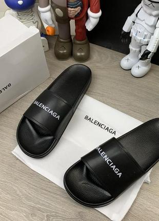 Шльопанці balenciaga logo black