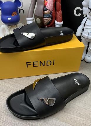 Шльопанці fendi monster eyes black/silver