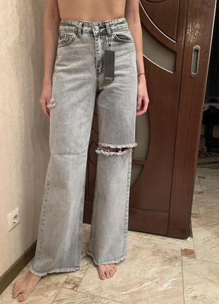 Sale💙 джинси палаццо сірі з розрізами туреччина нові5 фото