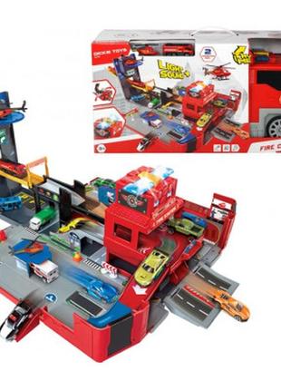 Игровой набор dickie toys 2 в 1 пожарная машина. разверни город (3719005)