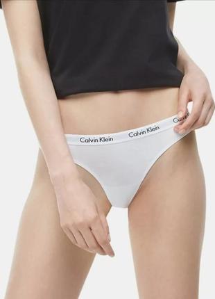 Білі коттонові трусики стрінги calvin klein