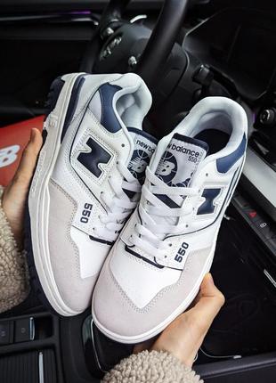 Мужские кроссовки new balance 550 белые с синим