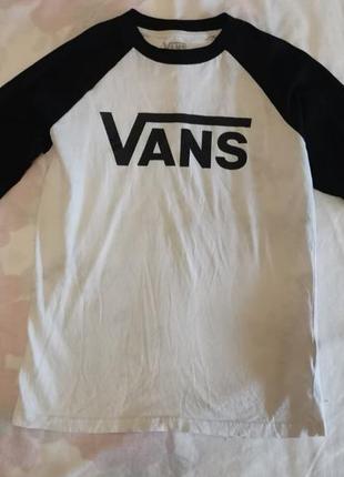 Подростковая футболка vans черно - белого цвета с длинным рукавом, l