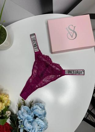 Жіночі мереживні стринги victoria's secret темно-фіолетовий wu092