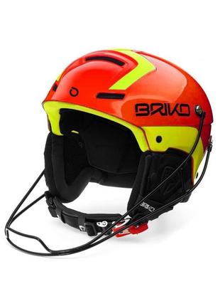 Шолом гірськолижний з металевим захистом підборіддя briko slalom (62 cм) orange f yellow fl (2002jmo-62)