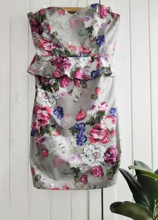 Серое платье цветы от bhs, размер 3xl8 фото