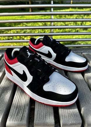 Кроссовки nike air jordan 1 low (black/white/red)