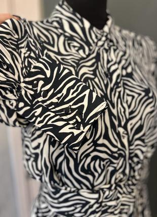 Zara сукня міді чорно-біла в принт "зебра"6 фото