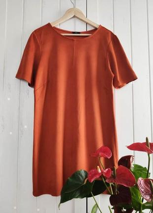 Яркое терракотовое платье прямого кроя от f&amp;f, размер xxl5 фото