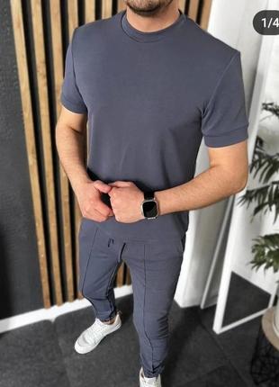 Костюм мужской летний спортивный прогулочный, футболка + брюки. новый.2 фото