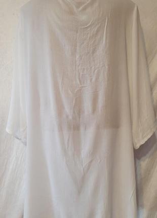 Білосніжна блуза сорочка рубашка з вишивкою просвітлюється віскоза6 фото