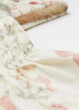 Молочная романтичная блуза h&m xs блуза с объемными рукавами летняя блуза из льна4 фото