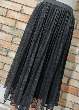Стильная юбка-миди кружево плиссе2 фото
