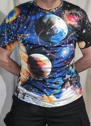 Стильная фирменная футболка 3-d галактика космос.л