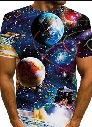 Стильная фирменная футболка 3-d галактика космос.л