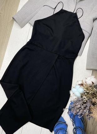 Новое чёрное трикотажное платье m платье ассиметричное платье с открытой спиной7 фото