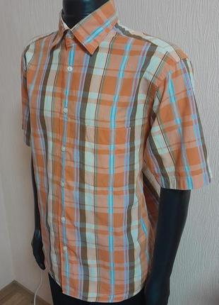 Бавовняна сорочка з короткими рукавами в різнобарвну смужку gant regular fit handloom mandras3 фото