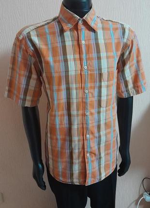 Бавовняна сорочка з короткими рукавами в різнобарвну смужку gant regular fit handloom mandras4 фото
