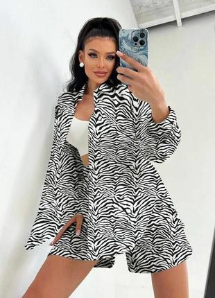 Костюм принт зебра сорочка шорти