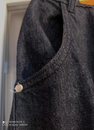 Темно-серые широкие джинсы палаццо с высокой посадкой5 фото
