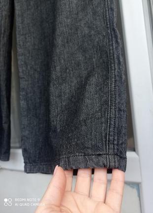 Темно-серые широкие джинсы палаццо с высокой посадкой6 фото