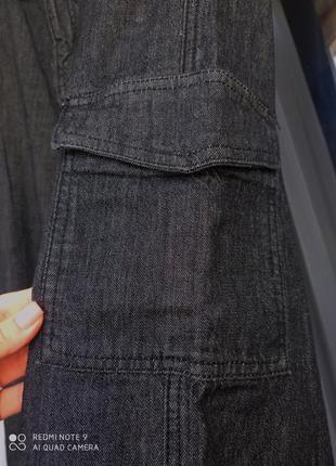 Темно-серые широкие джинсы палаццо с высокой посадкой4 фото