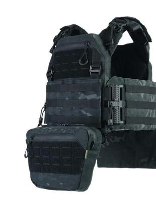 Плитоноска cen.2 cordura1000d nir чорний мультикам + напашник з балістичним пакетом 1 класу та захист попереку