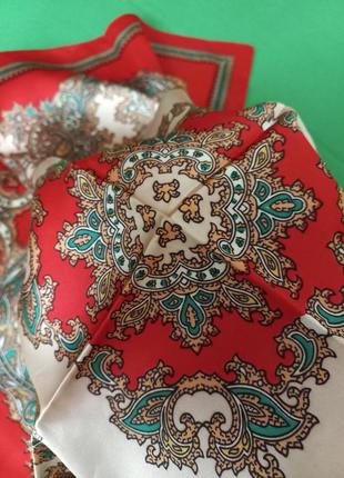 Винтажный атласный платок каре satin foulard  st. michael италия3 фото