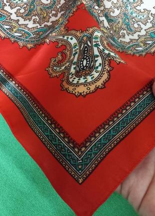 Винтажный атласный платок каре satin foulard  st. michael италия7 фото