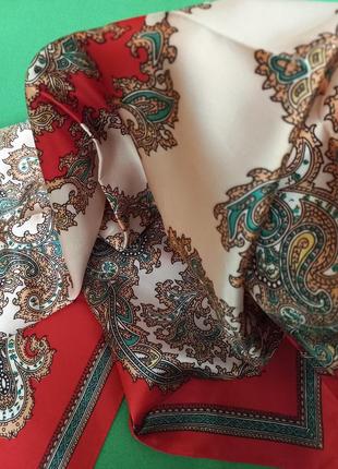 Винтажный атласный платок каре satin foulard  st. michael италия6 фото