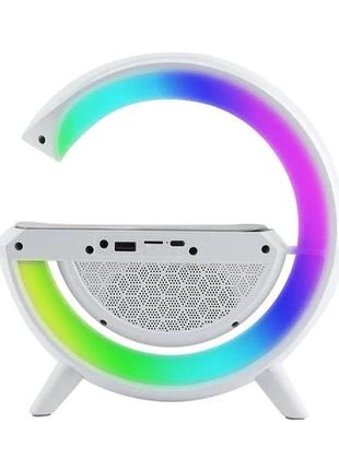 Настольная смарт лампа, ночник bt-3401 rgb rainbow light-wireless happy light с bluetooth колонкой + беспровод3 фото