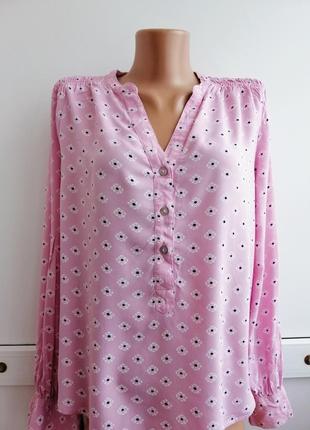 Блуза жіноча рожева біла квітковий принт