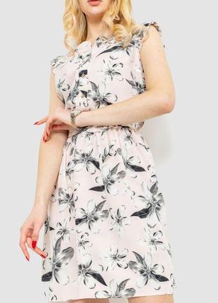 Сукня з квітковим принтом, колір пудрово-сірий, 230r007-7