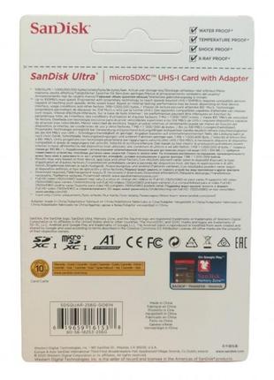 Картка пам'яті sandisk ultra microsdxc 256 gb uhs-i + sd-адаптер class 103 фото