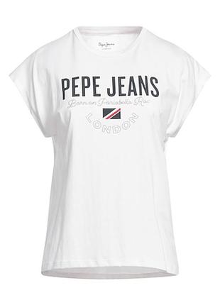 Белая футболка с принтом pepe jeans