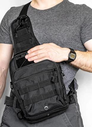 Рюкзак сумка тактическая b14 военная через плечо oxford 600d черный 26х19х10 лучшая цена на pokuponline4 фото