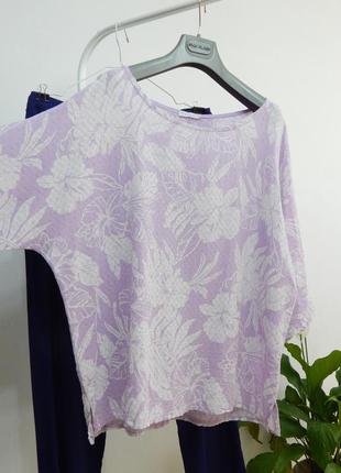 Бавовняна блуза італія на літо літня бузкова легка об'ємна летюча миша вільна