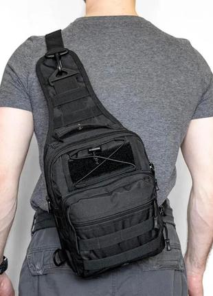 Рюкзак сумка тактическая b14 военная через плечо oxford 600d черный 26х19х10 лучшая цена на pokuponline3 фото