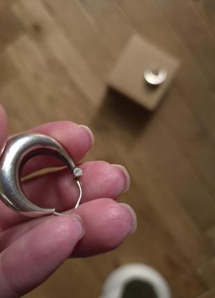 Винтажные массивные объемные серебряные серьги полумесяц серьги кольца балийские серьги bali hoops серьги серебро винтаж2 фото