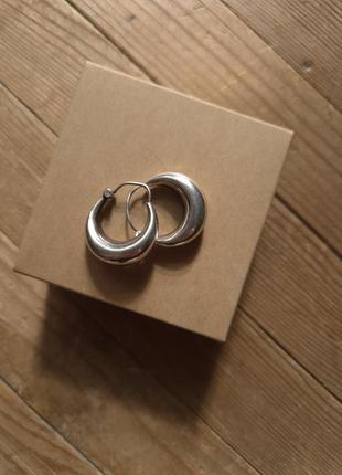 Винтажные массивные объемные серебряные серьги полумесяц серьги кольца балийские серьги bali hoops серьги серебро винтаж3 фото