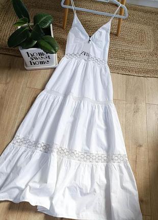 Поплиновое платье с сеткой от zara, размер xs**