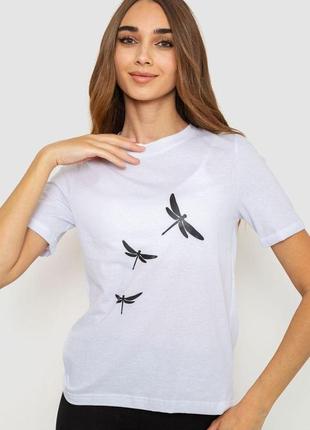 Жіноча футболка з принтом, колір білий, 241r120