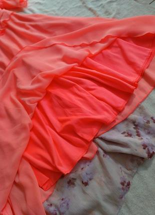 Плаття яскраве неонові на ґудзиках міді з драпіруванням і воланами рюшами шифонове6 фото