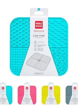 Коврик для слизывания waudog silicone, 190х190х10 мм, голубой