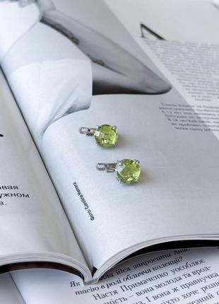 Серебряные серьги высокогокачества с хризолітом 2.932ct (2157397)