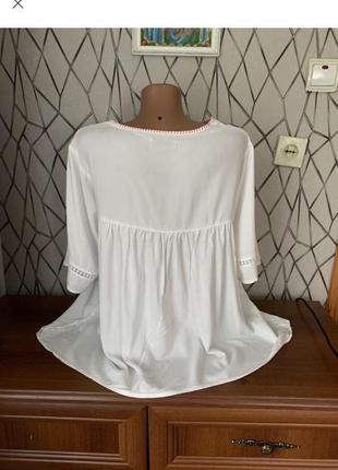 Блуза вискоза вышиванка белая вышивка машинная5 фото
