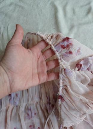 Платье макси длинное в пол в цветочный принт ночнушка в пижамном стиле оверсайз шифоновое h&m на завязках нежное воздушное6 фото